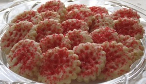 Cream Wafers -single cookies with red sugar