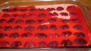 Pour cooled jello over the whipped topping