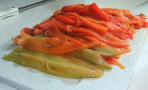 Step 3 for cleaning roasted peppers