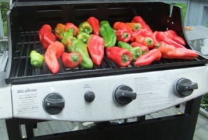 Step one for roasting peppers