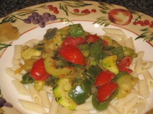 Vegetarian meal - pasta with stir fry veggies