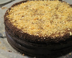Chocolate cake with Fleur De Sel Caramel Filling - first caramel layer step 2