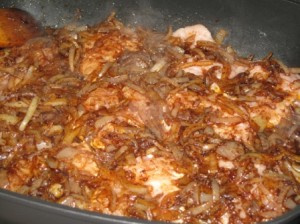 Chicken Paprikash - chicken covered with onion and paprika sauce