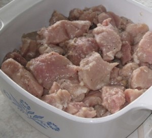 Marinated cubed pork
