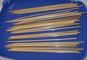 Soaking the bamboo sticks