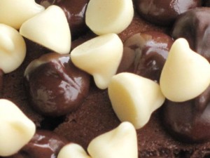 Dark and White Chocolate morsels topping - close up