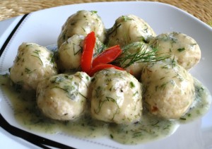Cheese Dumplings with Dill Sauce