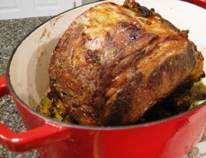 Standing Prime Rib Roast - just roasted in a dutch oven