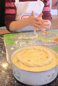 Paska baking - our 6 year old Paska decorator