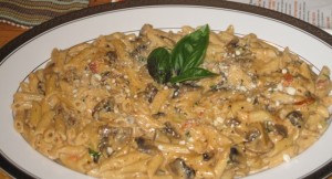 Pasta with Portobello Mushrooms and Sauce – Quick and Inexpensive Meal