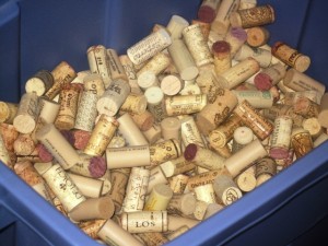Container filled with hundreds of wine corks