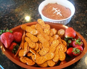 Pretzels and Strawberries with Nutella Dip