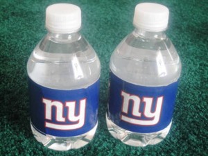 customized NY Giants bottled water