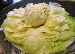Cabbage head ready for stuffing