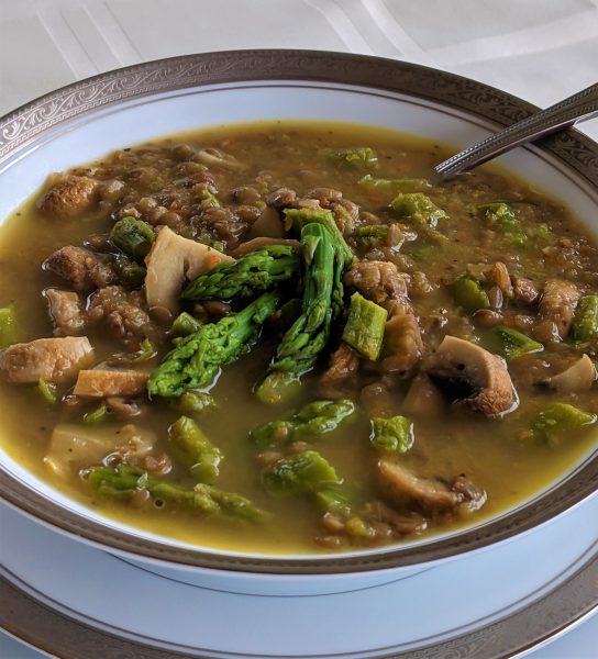 Lentils With Mushrooms and Asparagus – Vegetarian Soup Recipe